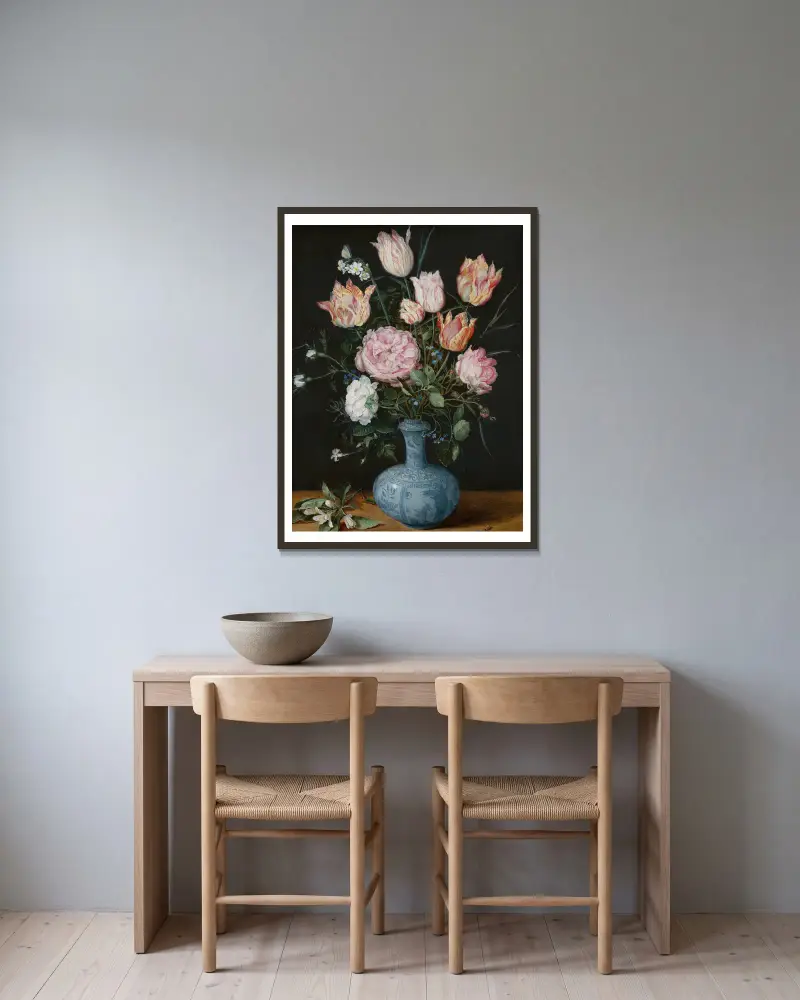 Blumen in einer Wan-Li-Vase von Jan Brueghel The Elder gerahmt an einer Wand