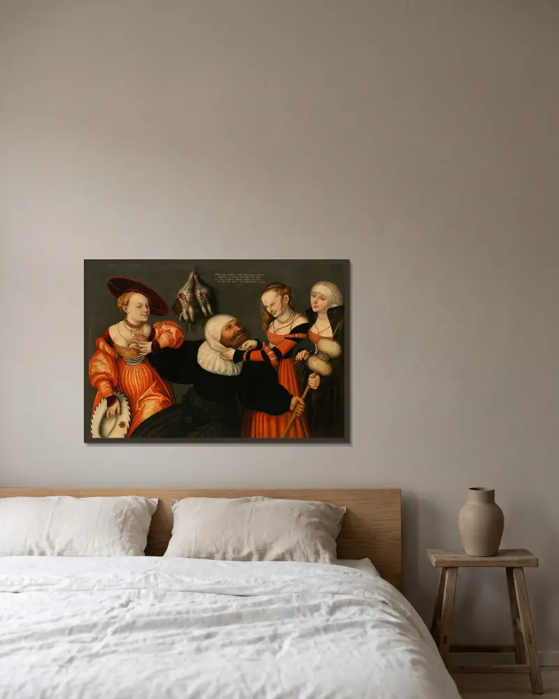 Herkules a Omfale, 1532, Lucas Cranach the Elder v rámu na stěně