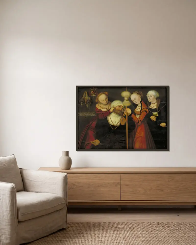 Herkules a Omfale, 1535, Lucas Cranach the Elder v rámu na stěně