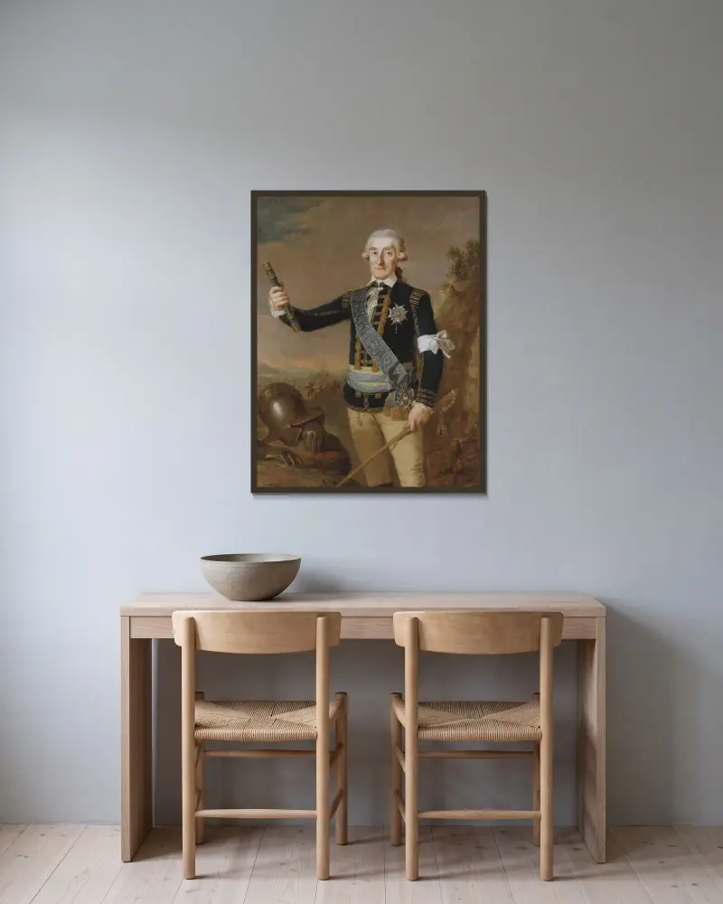 Johan August Meijerfeldt, 1725 – 1800 av Per Krafft the Elder inramad på en vägg