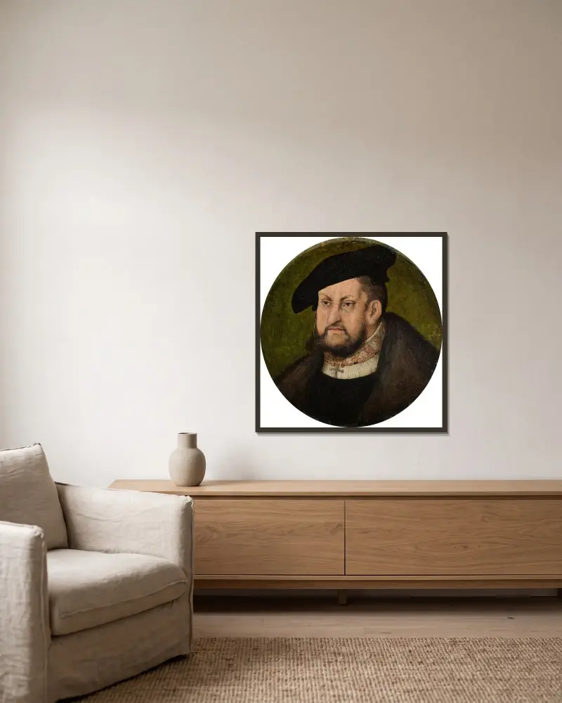 Johan den ståndaktige, kurfurste av Sachsen av Lucas Cranach the Elder inramad på en vägg
