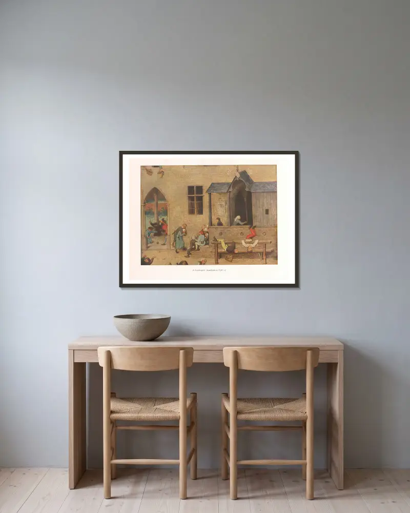 Dětské hry – č. 3, Pieter Bruegel The Elder v rámu na stěně