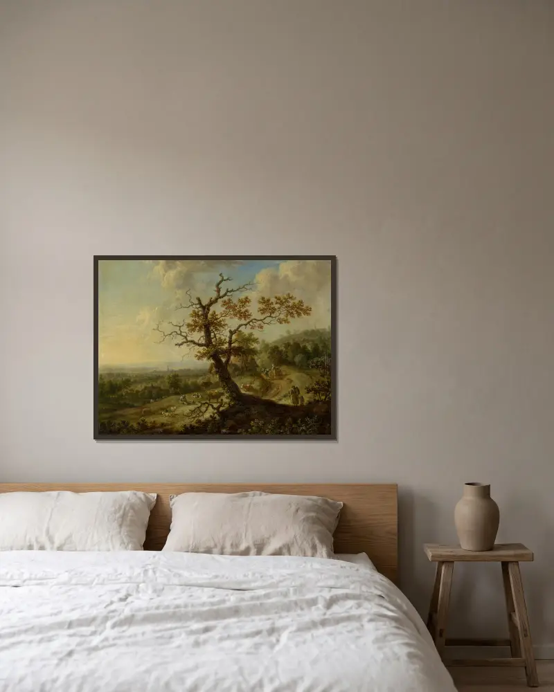 Landschaft mit weidendem Vieh von Christian Georg Schütz the elder gerahmt an einer Wand