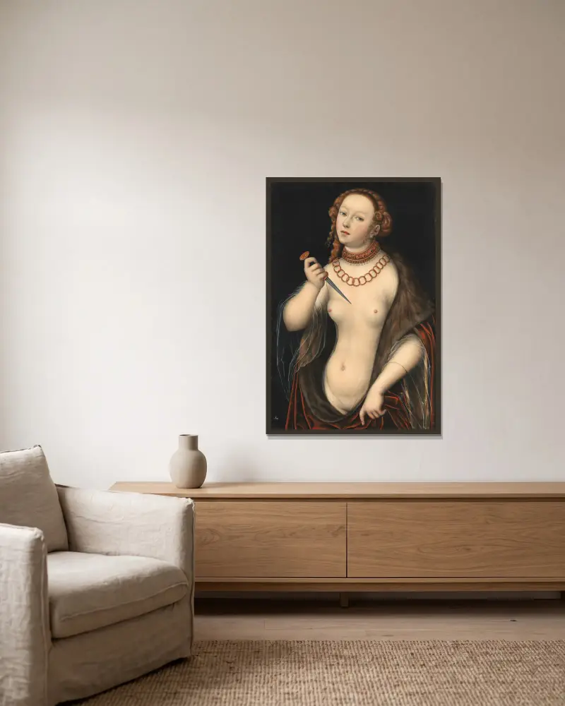 Lucretia, 1525, Lucas Cranach the Elder v rámu na stěně