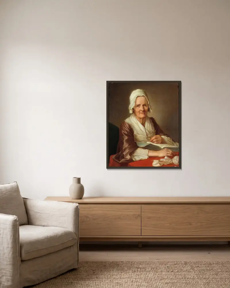 Alte Frau von Per Krafft the Elder gerahmt an einer Wand