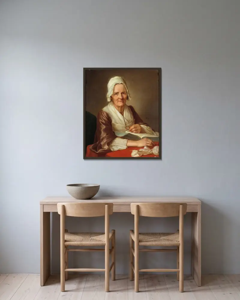 Alte Frau von Per Krafft the Elder gerahmt an einer Wand