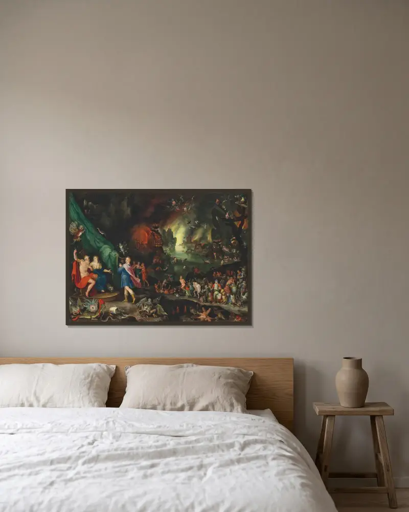 Orfeus i underjorden av Jan Brueghel The Elder inramad på en vägg