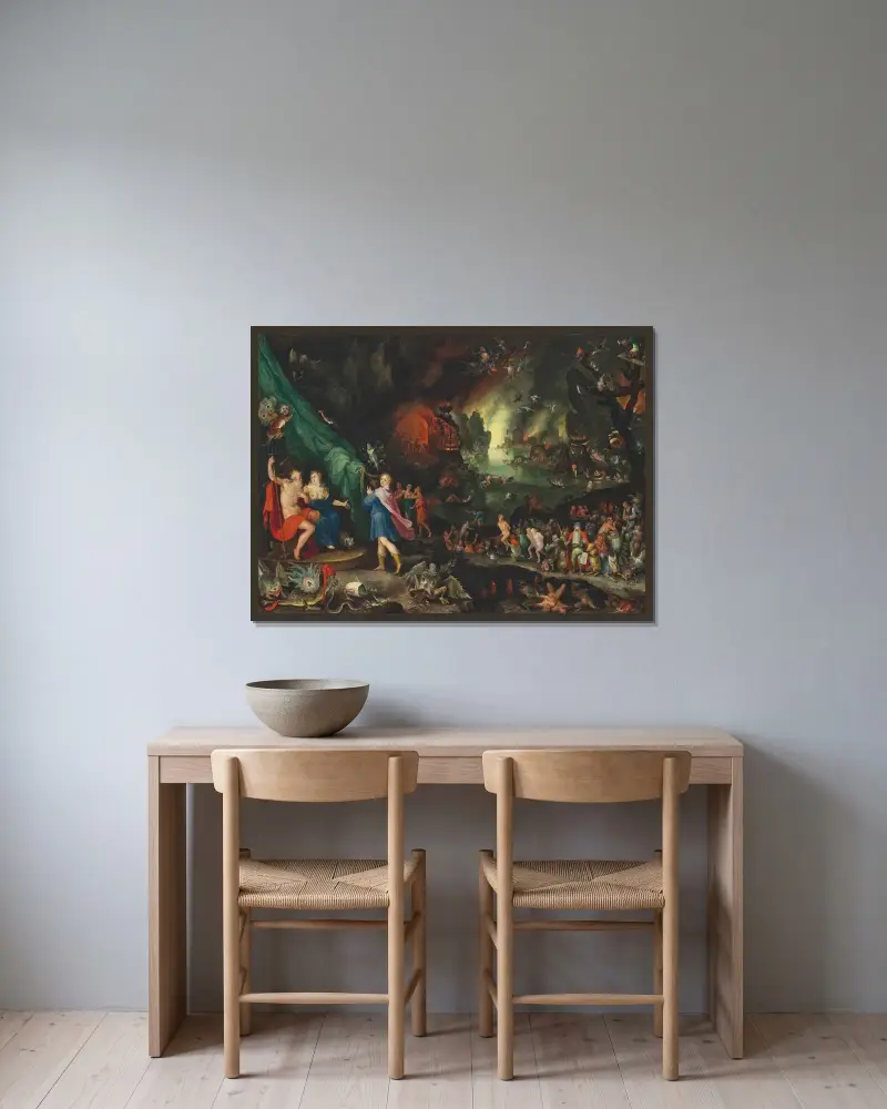 Orfeus i underjorden av Jan Brueghel The Elder inramad på en vägg