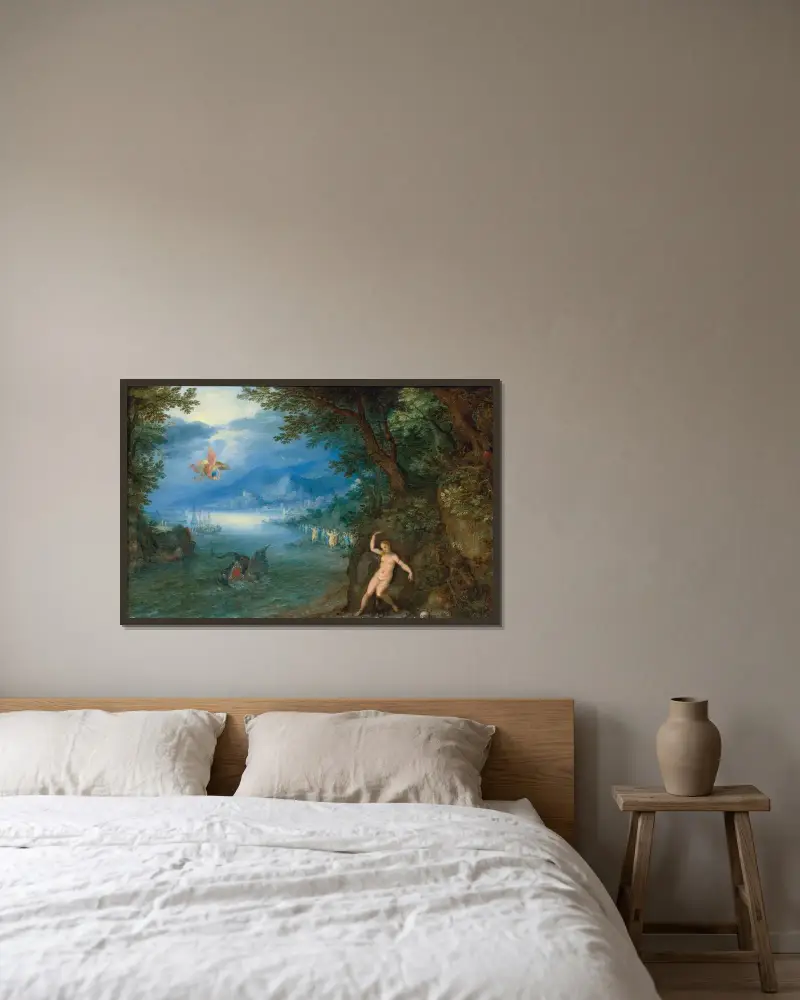 Perseus och Andromeda av Jan Brueghel The Elder inramad på en vägg