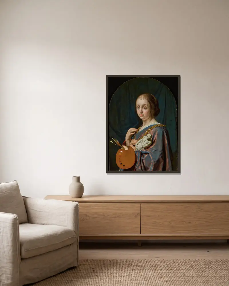 Pictura (Allegorie malířství), Frans van Mieris the Elder v rámu na stěně