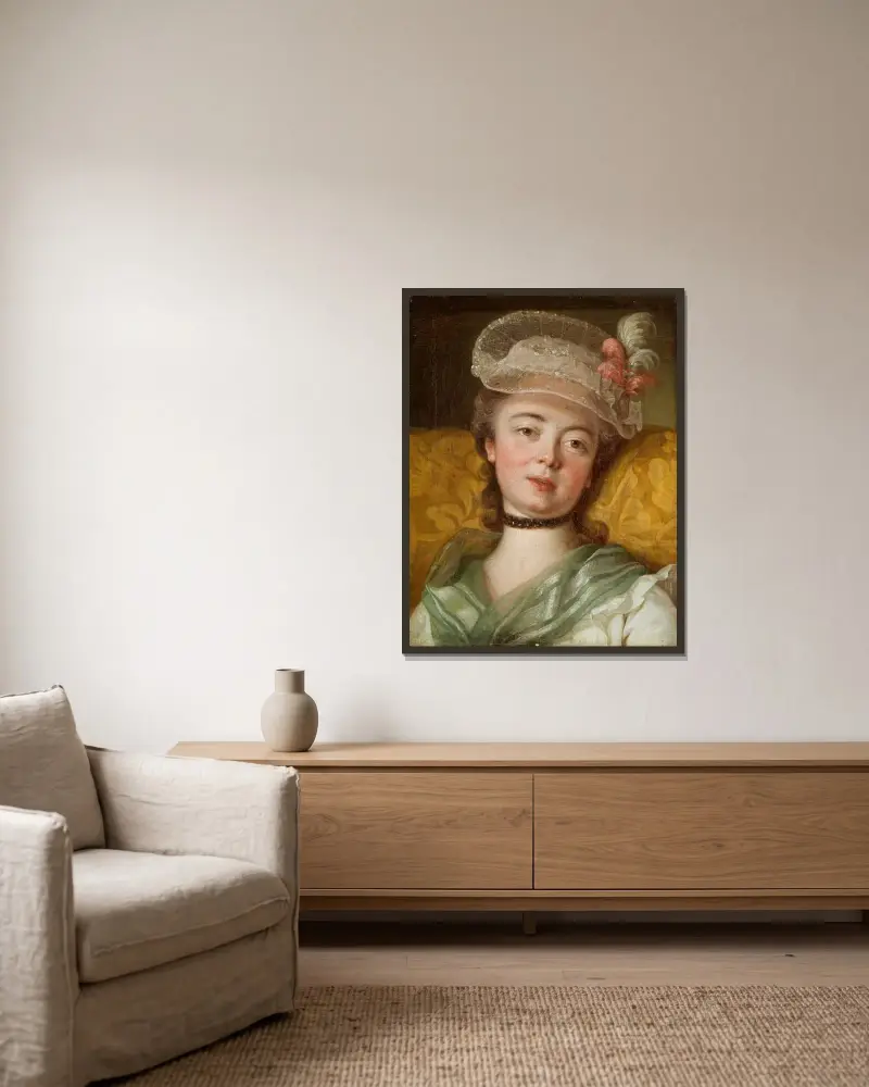 Portrait of a Lady av Per Krafft the Elder inramad på en vägg