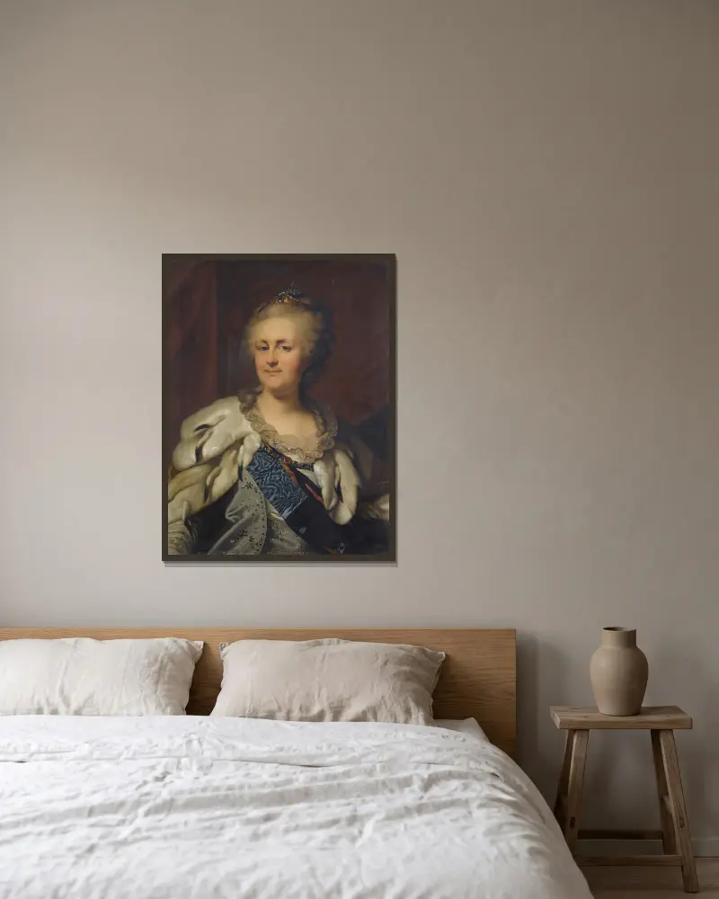 Portrait Of Catherine The Great av Johann Baptist von Lampi the Elder inramad på en vägg