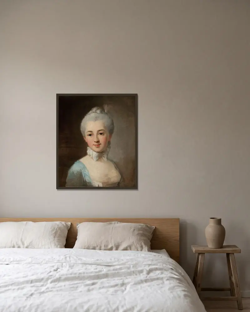 Portrait of Izabela Lubomirska née Czartoryska av Per Krafft the Elder inramad på en vägg