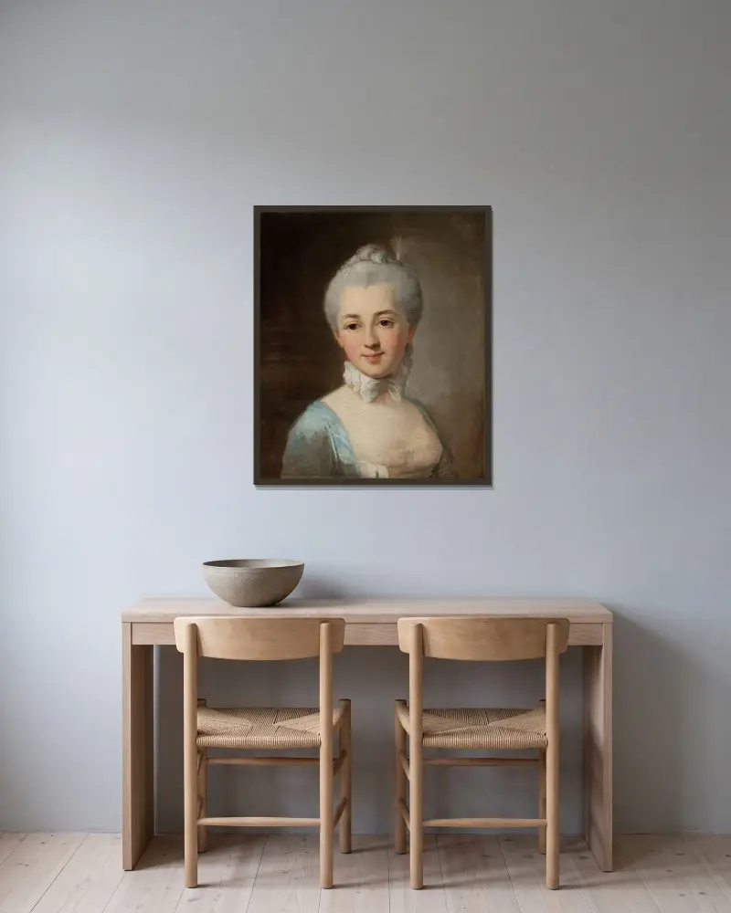 Portrait of Izabela Lubomirska née Czartoryska av Per Krafft the Elder inramad på en vägg