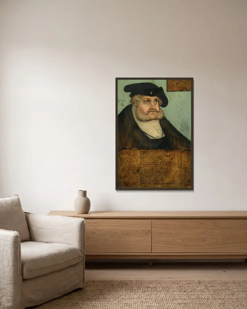 Portrait of The Elector Frederick III The Wise of Saxony (1463-1525) av Lucas Cranach the Elder inramad på en vägg
