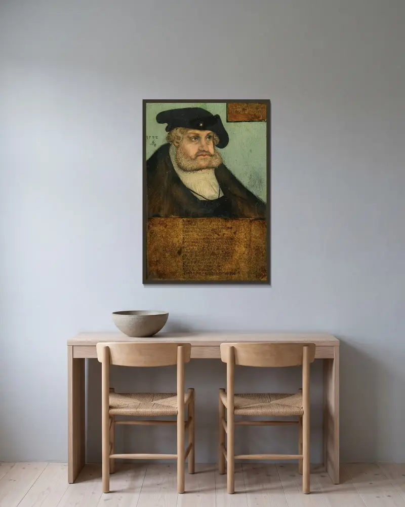 Portrait of The Elector Frederick III The Wise of Saxony (1463-1525) av Lucas Cranach the Elder inramad på en vägg