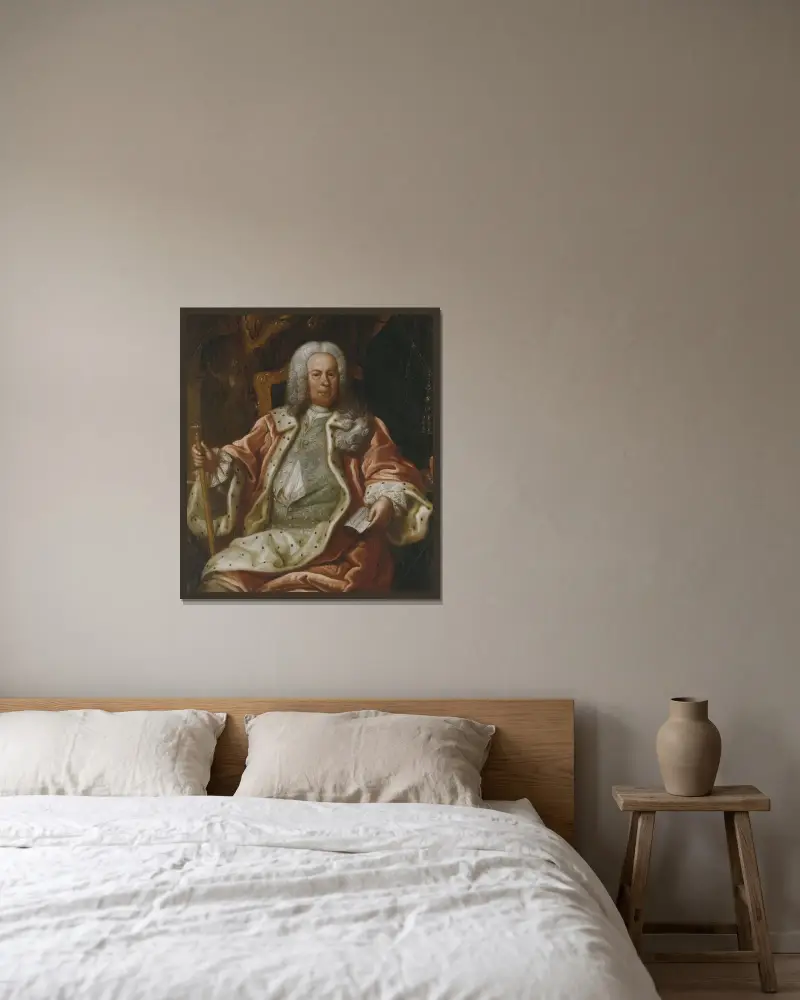 Samuel Åkerhielm af Margretelund d.y., 1684-1768 av Lorens Pasch the Elder inramad på en vägg