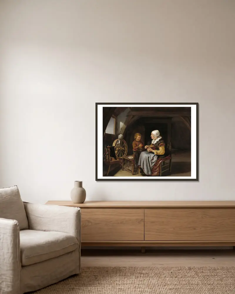 Modlitba před jídlem, Frans van Mieris the Elder v rámu na stěně