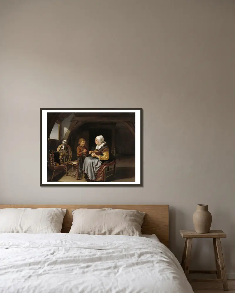Modlitba před jídlem, Frans van Mieris the Elder v rámu na stěně