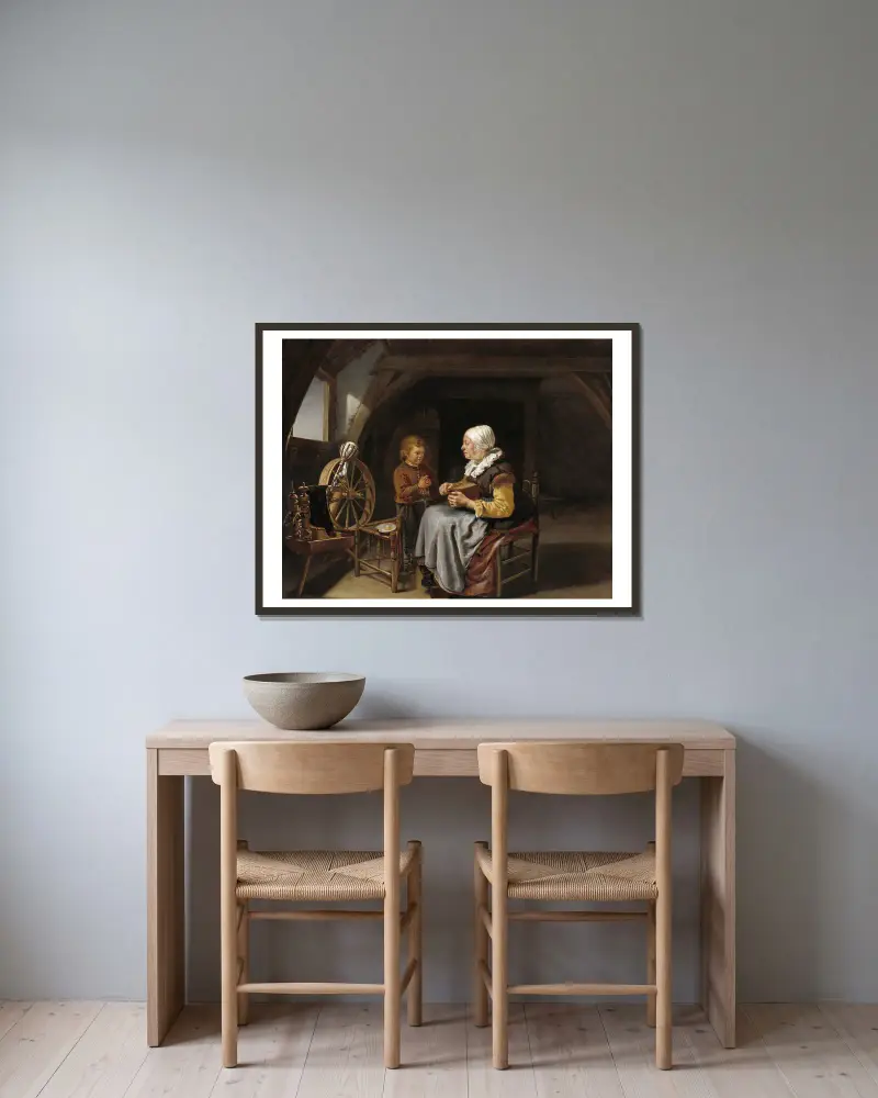 Modlitba před jídlem, Frans van Mieris the Elder v rámu na stěně