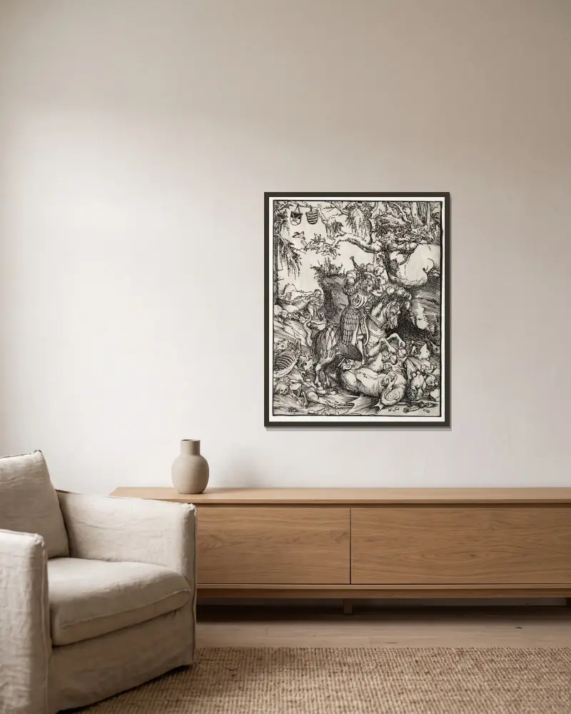 Svatý Jiří bojující s drakem, Lucas Cranach the Elder v rámu na stěně