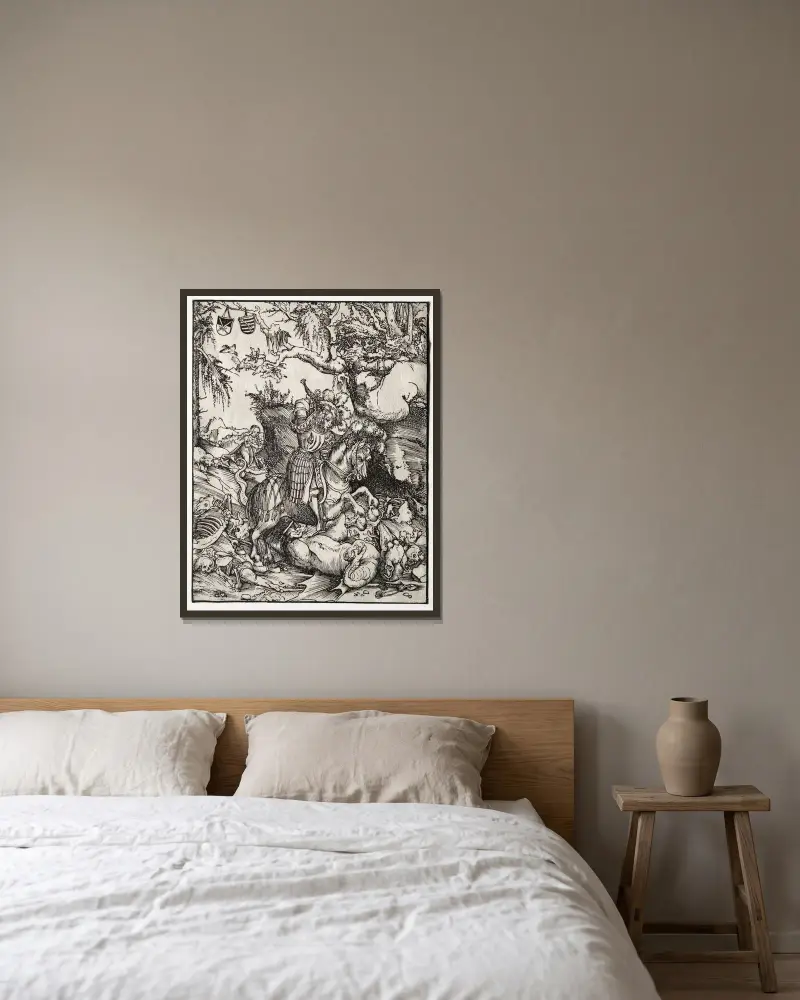 Svatý Jiří bojující s drakem, Lucas Cranach the Elder v rámu na stěně