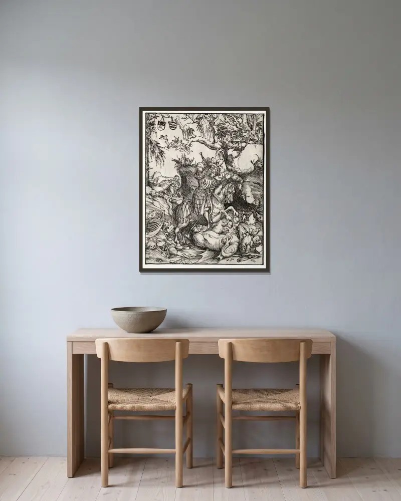 Svatý Jiří bojující s drakem, Lucas Cranach the Elder v rámu na stěně