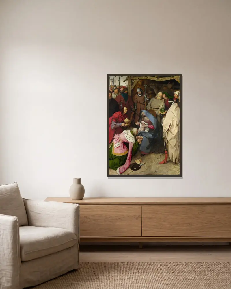 The Adoration of the Kings av Pieter Bruegel The Elder inramad på en vägg