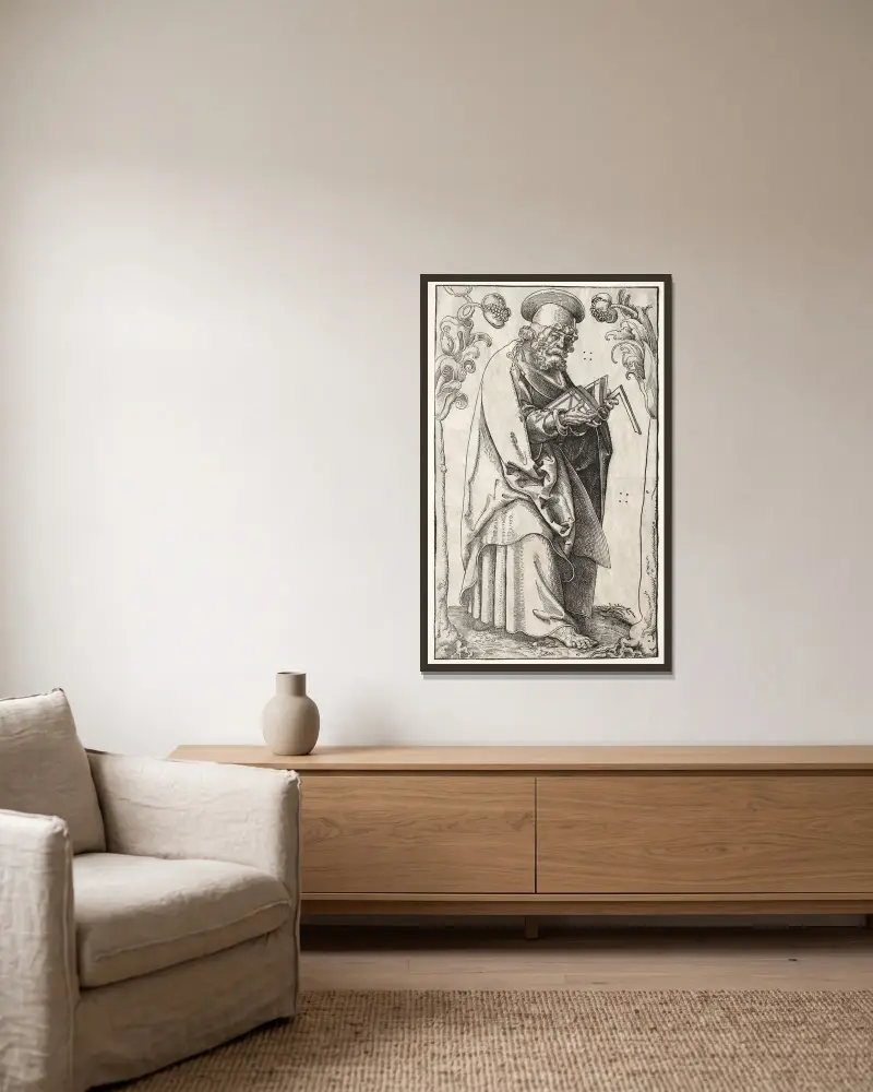Der Apostel Matthäus von Lucas Cranach the Elder gerahmt an einer Wand