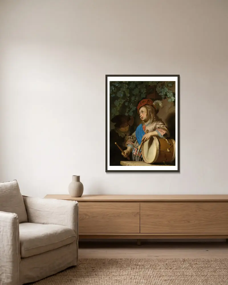 Bubeník, Frans van Mieris the Elder v rámu na stěně