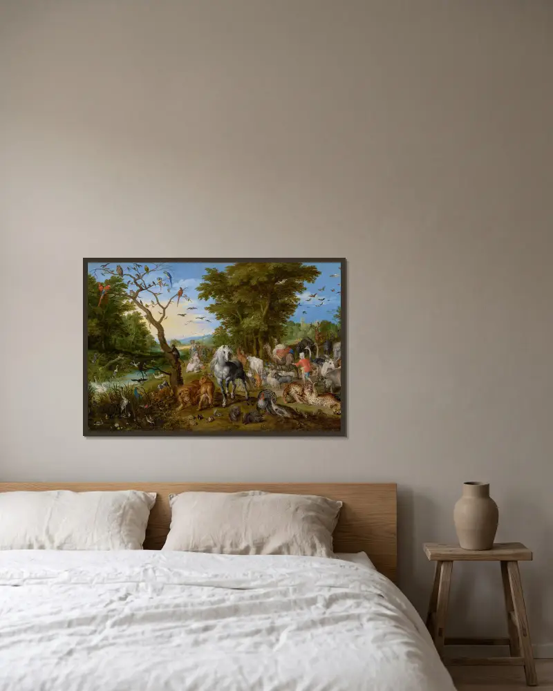The Entry of the Animals into Noah’s Ark av Jan Brueghel The Elder inramad på en vägg