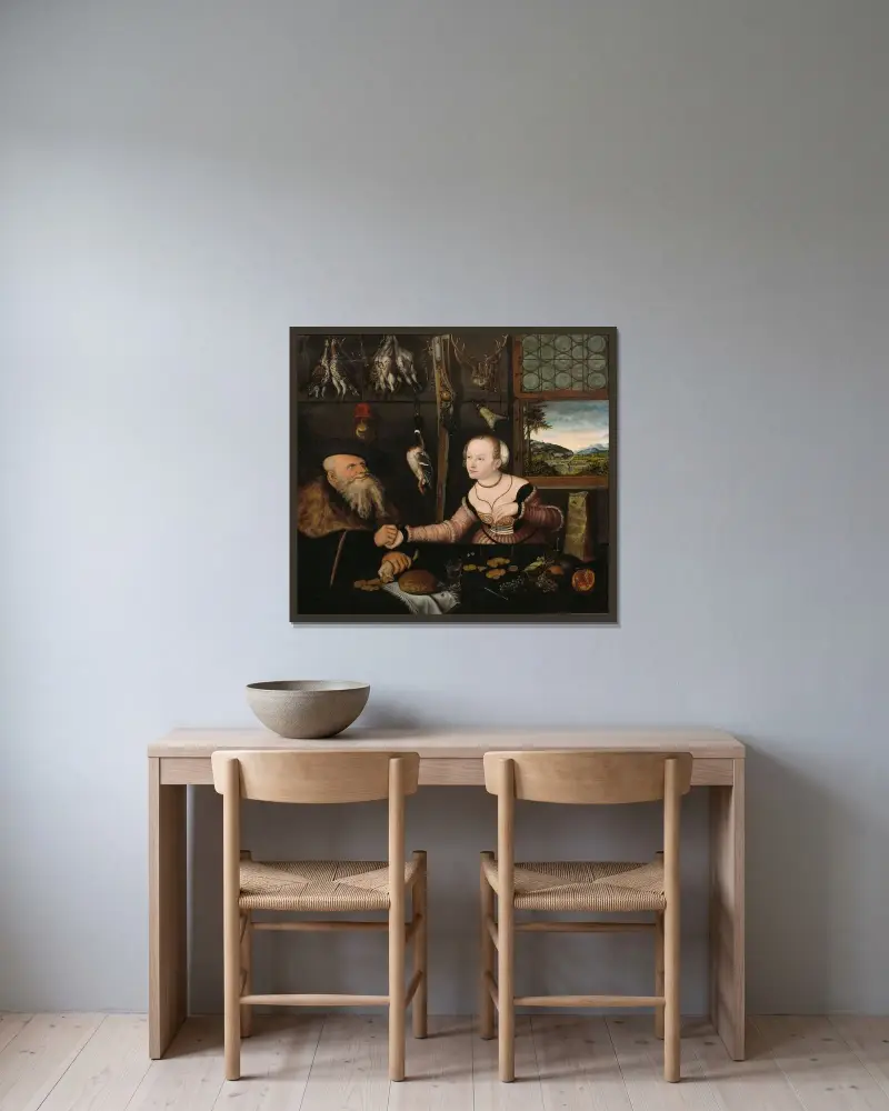 Nerovný pár, Lucas Cranach the Elder v rámu na stěně