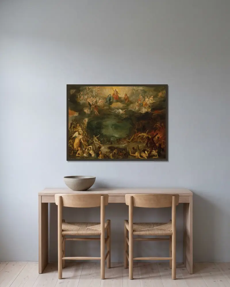 Yttersta domen av Jan Brueghel The Elder inramad på en vägg