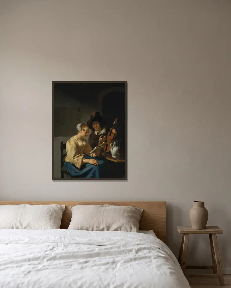 Hudební lekce, Frans van Mieris the Elder v rámu na stěně