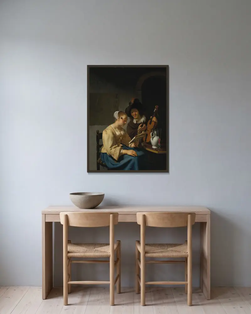 Hudební lekce, Frans van Mieris the Elder v rámu na stěně