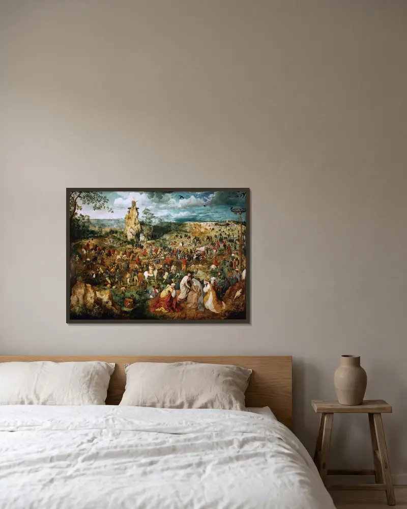 Die Kreuztragung Christi – Nr. 2 von Pieter Bruegel The Elder gerahmt an einer Wand