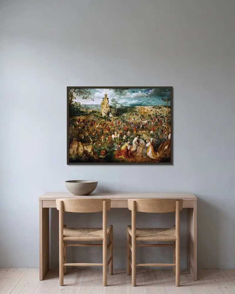 Die Kreuztragung Christi – Nr. 2 von Pieter Bruegel The Elder gerahmt an einer Wand