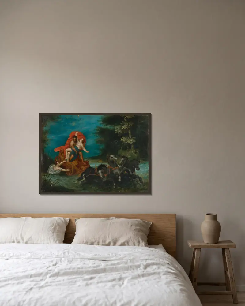 Proserpinas bortrövande av Jan Brueghel The Elder inramad på en vägg