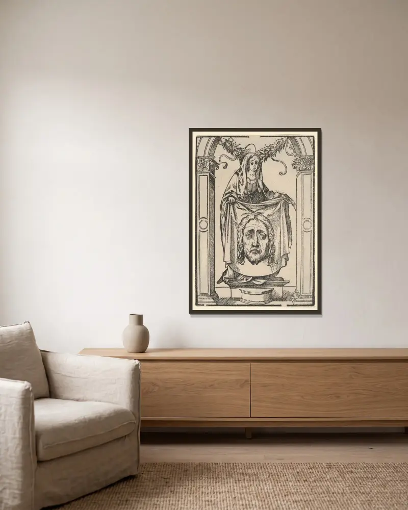 Das Schweißtuch der heiligen Veronika – Nr. 1 von Hans Burgkmair The Elder gerahmt an einer Wand