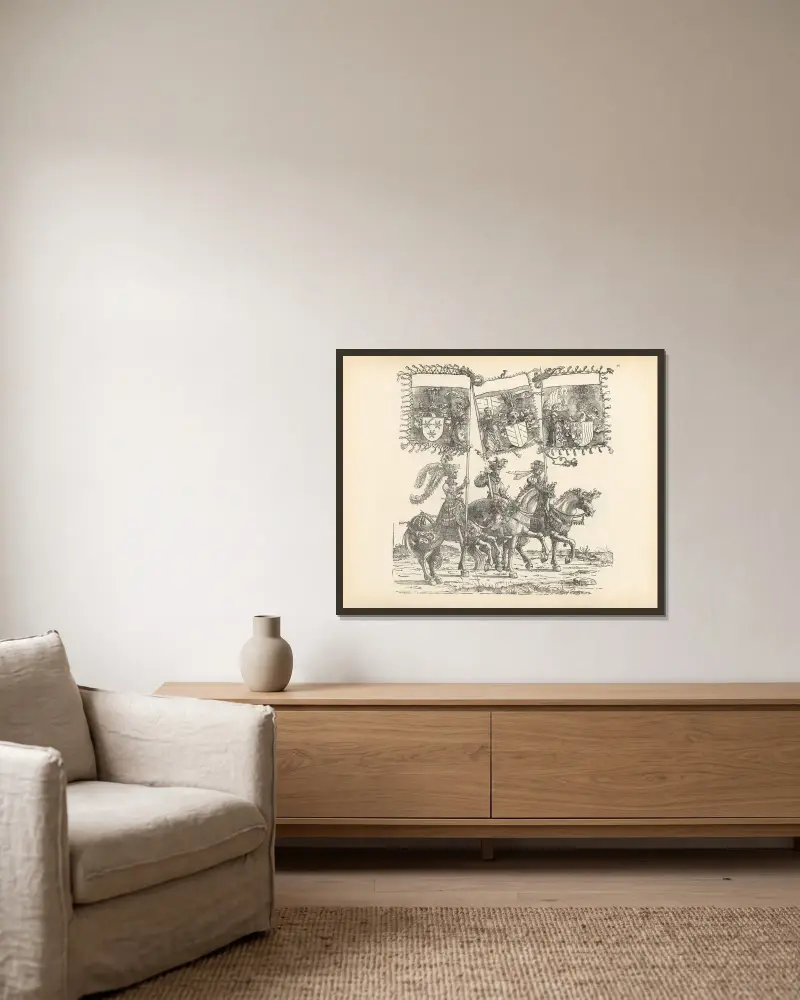 Die Triumphe Kaiser Maximilians I., Tafel 61 von Hans Burgkmair The Elder gerahmt an einer Wand