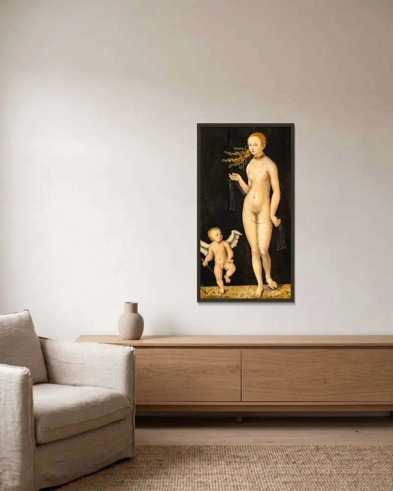 Venuše a Amor, – Nr. 1, Lucas Cranach the Elder v rámu na stěně