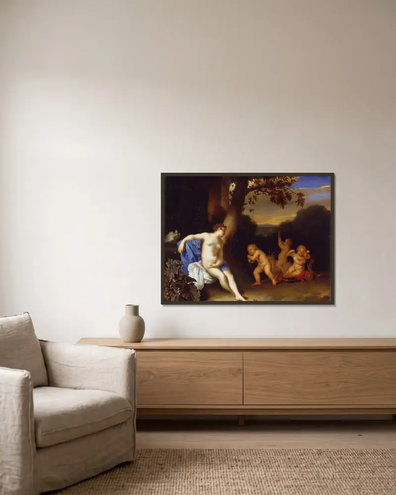 Venuše a Amor, Frans van Mieris the Elder v rámu na stěně