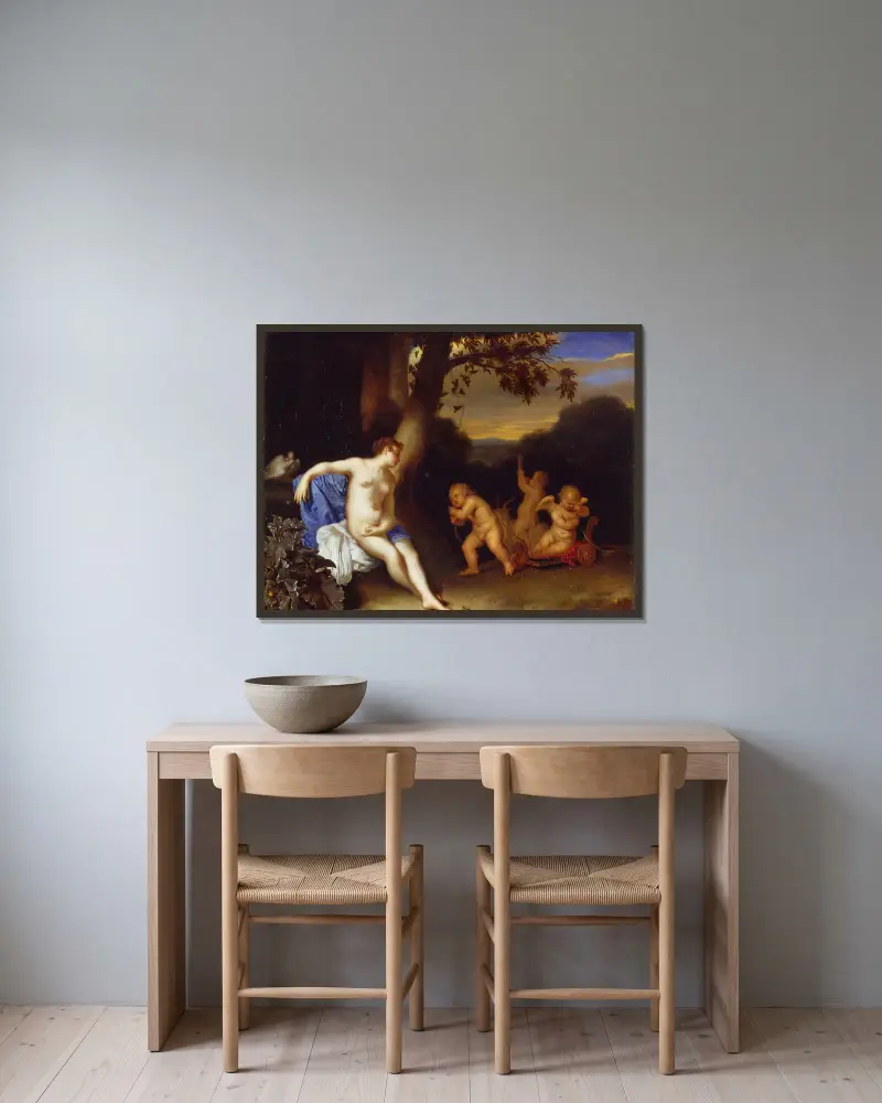 Venuše a Amor, Frans van Mieris the Elder v rámu na stěně