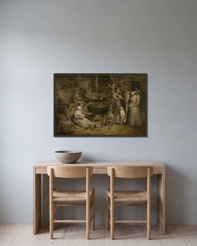 Návštěva statku, Jan Brueghel The Elder v rámu na stěně