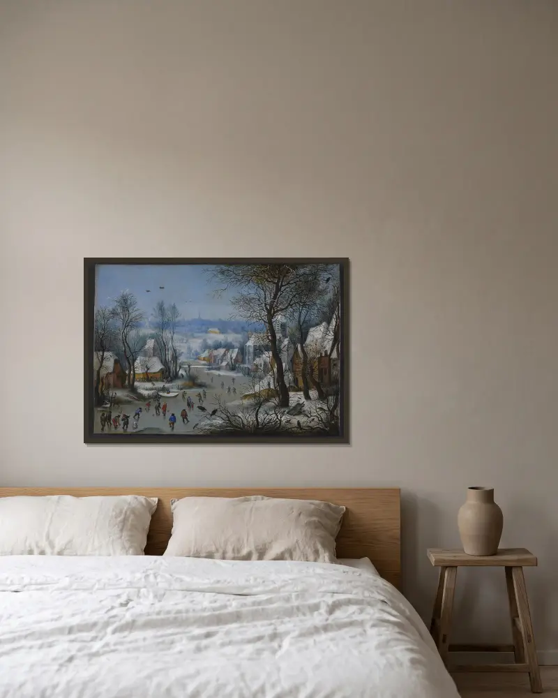 Winterlandschaft von Pieter Bruegel The Elder gerahmt an einer Wand