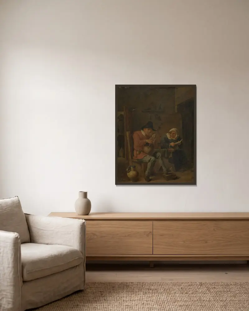 Ett par som musicerar av David Teniers The Younger inramad på en vägg