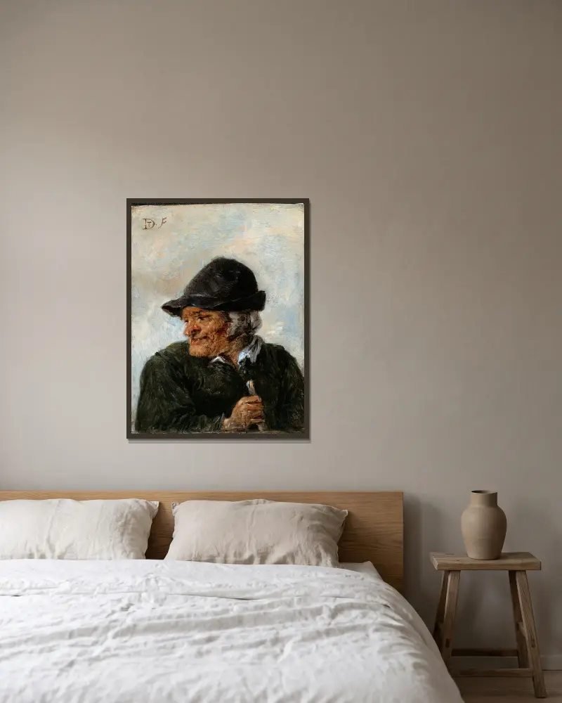 Ein Bauer von David Teniers The Younger gerahmt an einer Wand