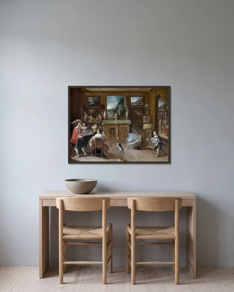 A visit to the Art Dealer av Frans Francken the Younger inramad på en vägg