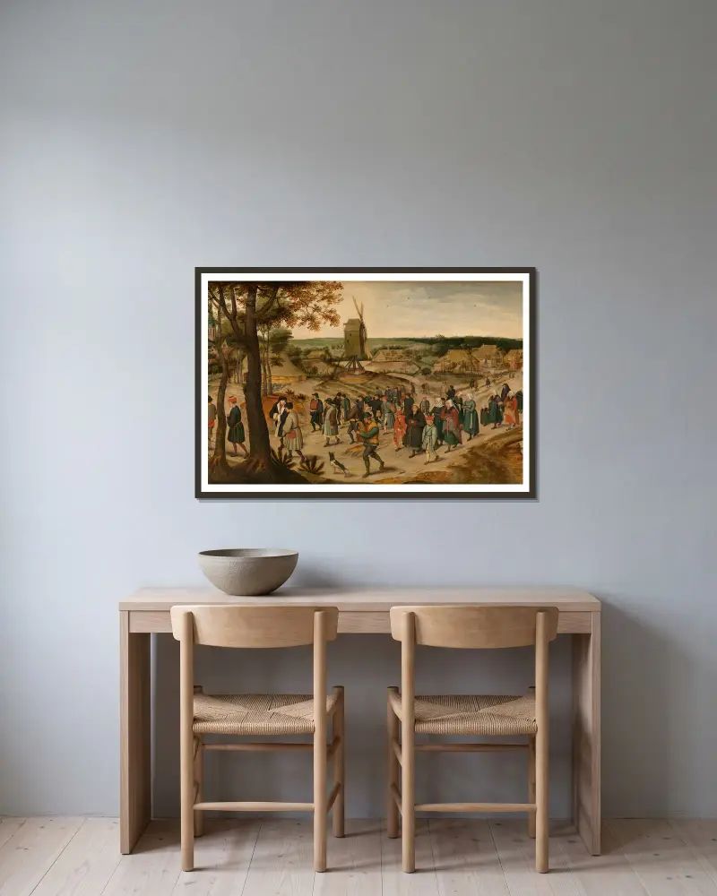 Svatební průvod, Pieter Brueghel The Younger v rámu na stěně