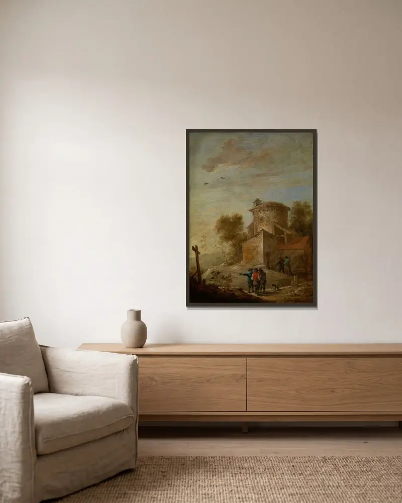 Nachmittag von David Teniers The Younger gerahmt an einer Wand